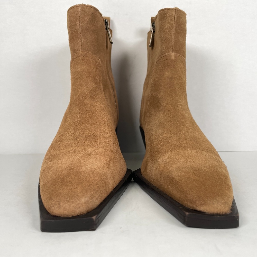 MNG Ankle Boots Womens Size 38 US 7.5 Brown Suede Square Toe Zip Up Shoes - Picture 3 of 10